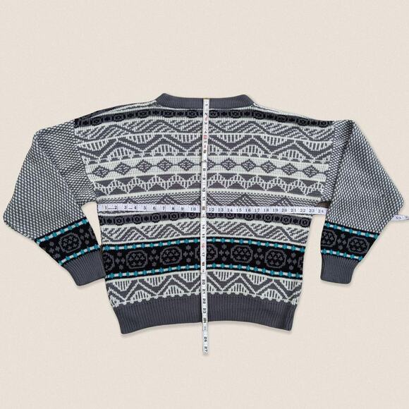 Vintage Grandpa Sweater Ski Fair Isle Crewneck Snowdrift Size Medium - Picture 4 of 4